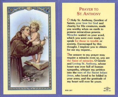 St Anthony Holy Card
