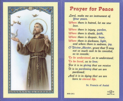 Peace Prayer Holy Card