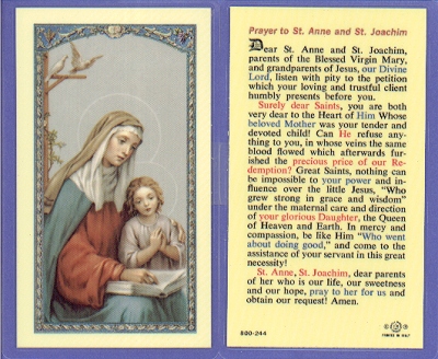 Sts. Anne & Joachim Holy Card
