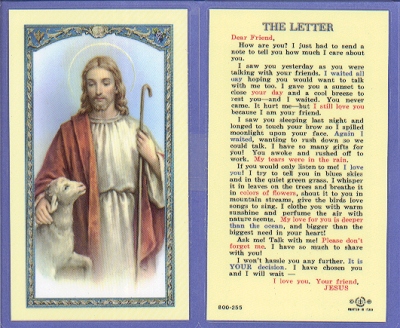 Letter From Jesus Holy Card