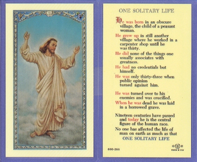 One Solitary Life Holy Card