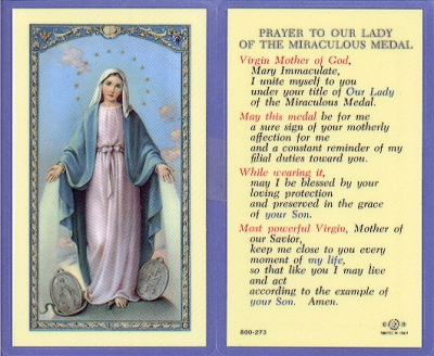 Miraculous Medal Holy Card