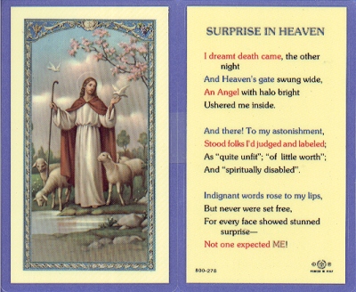Surprise In Heaven Holy Card