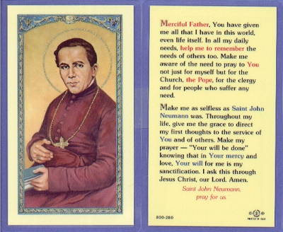 St John Neumann Holy Card