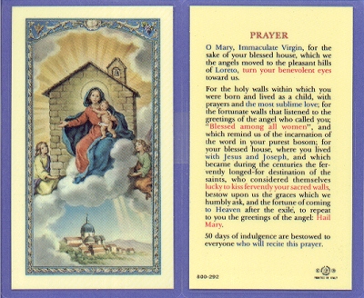 House Of Loretto Holy Card