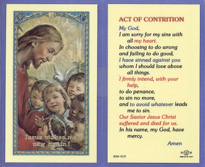 Act Of Contrition Holy Card