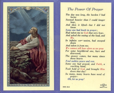 Power Of Prayer Holy Card