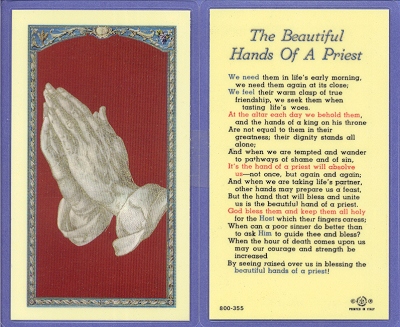 Beautiful Hand Of Priest Holy Card