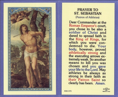 St Sebastion Holy Card