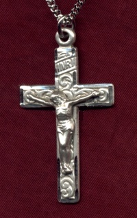 Engraved Sterling Crucifix Necklace