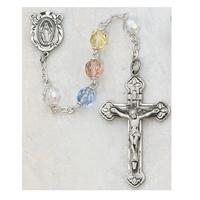 7mm Multi-Colored Rosary, Pewter Crucifix and Center, # 1504
