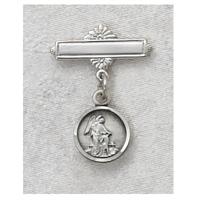 Round Guardian Angel Baby Pin in Sterling, # 19992
