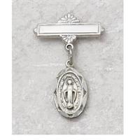 Oval Miraculous Medal Baby Pin in Sterling, # 19997