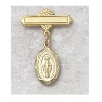 Oval Miraculous Medal Baby Pin Gold on Sterling, # 19998