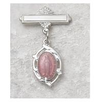 Pink Enameled Pierced Border Miraculous Medal Baby Pin, # 19999