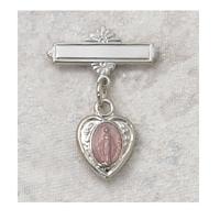 Pink Enameled Miraculous Baby Pin Sterling, # 20004