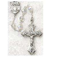 Rosary, 6mm AB Crystal, Sterling Crucifix and Center, # 20045