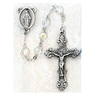 Rosary, 7mm AB Crystal, Sterling Crucifix and Center, # 20064