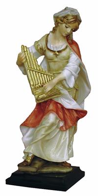 St. Celilia Statue, Hand Painted Alabaster, 8.5", Made in Italy, # 21122