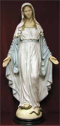 Our Lady of Grace Statue in Hand Painted Alabaster, 36", Made in Italy, # 21125