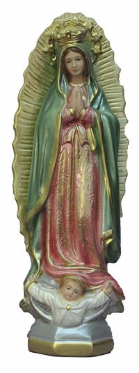Our Lady of Guadalupe Hand Painted Ceramic Statue, Pearl Finish, 12", Made in Italy, # 21140