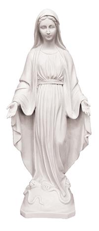 Our Lady of Grace Statue in White Alabaster, 15", Made in Italy, # 21157