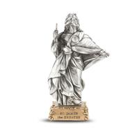 St. James The Greater Fine Pewter Patron Saint Statue On Gold Tone Base, Made in The USA, 4-1/2" # 28610