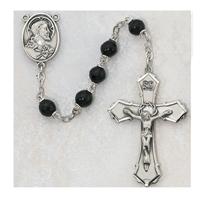 6mm Cocoa Bead Rosary, Pewter Crucifix & Center, # 20229