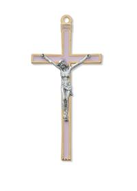 Baby Girl Pink Epoxy Crucifix, # 41004.