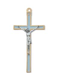 Baby Boy Blue Epoxy Crucifix, # 41005.