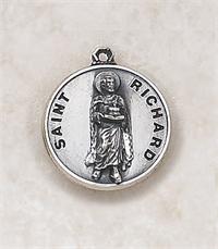 Sterling Silver Medal, 3/4in. Bold Relief St. Richard # 5598