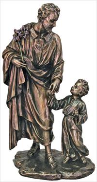 8.25" St. Joseph and Child Statue, Cold Cast Bronze, # 61379