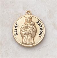 24kt Gold on Sterling Medal, 3/4", Bold Relief St. Anthony, # 6254