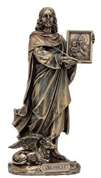 8" St. Luke with Painting Statue, Bronzed Resin, # 63894