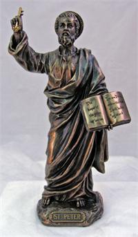 8.25" St. Peter Statue, Bronzed Resin, # 64145