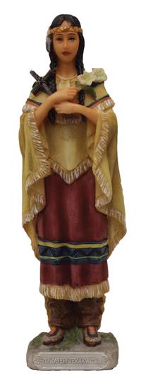 5.5" Kateri Tekakwitha Statue, Hand Painted Resin, # 65068