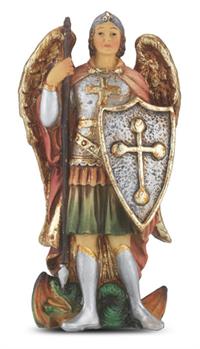 4" Full Color Resin Statue, St. Michael, # 65374