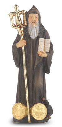 4" Full Color Resin Statue, St. Benedict, # 65406