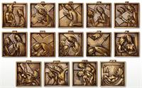 Click image for larger or smaller. Stations of The Cross, Set of 14, 4-3/4", Brass, # 7552