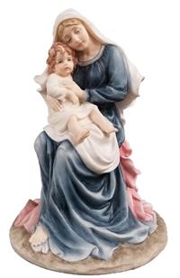 9" Madonna & Child Statue, Fully Hand Painted, # 8290