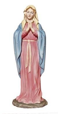 8" Adoring Virgin Hand Painted Resin Statue, # 90357
