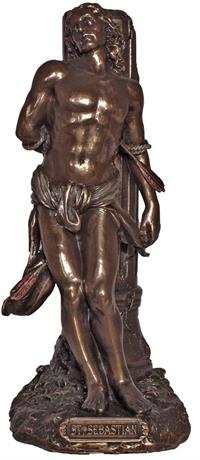8" St. Sebastian Statue, Cold Cast Bronze, # 93560