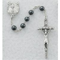 Benedict Rosary, 6mm Genuine Hematite, Silox Crucifix and Center, # 94859
