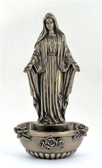 Our Lady of Grace Font, Resin, 7.5", Bronzed, 97190