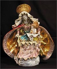 Seated Madonna & Child in hand-painted and hand-crafted ceramic, 18". Made in Italy., 97444