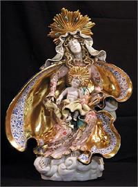 Seated Madonna & Child in hand-painted and hand-crafted ceramic, 24". Made in Italy., 97453