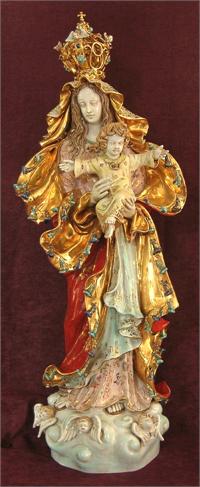 O.L. Queen of Peace with Child and Crown, hand-painted and hand-crafted ceramic, 38". Made in Italy., 97455