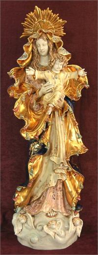 O.L. Queen of Peace with Child and Halo, hand-painted and hand-crafted ceramic, 36". Made in Italy., 97456