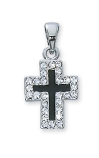 Crystal Stone Cross on 18" Chain, 3/4", Boxed, 97659