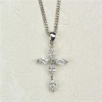 Crystal Marquise Cross on 18" Chain, 7/8", Boxed, 97668